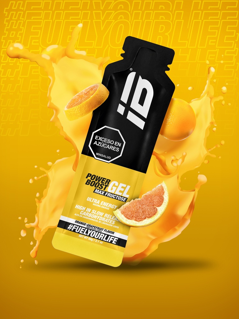 POWER BOOST IBSPORTS GEL MAX FRUSCTOSE x 65 ML SABOR MIX NARANJA TORONJA