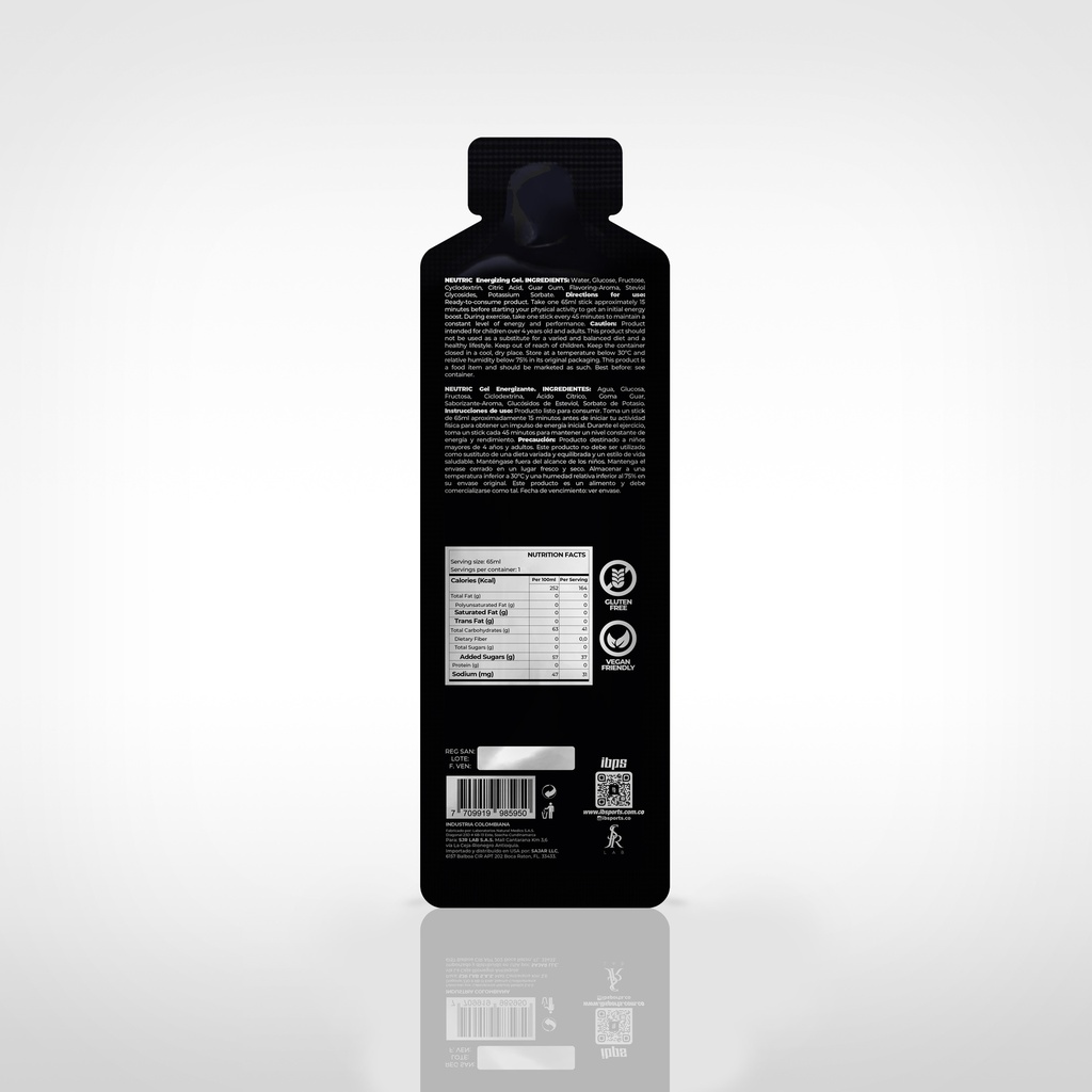 NEUTRIC IBSPORTS GEL SIN CAFEINA x 65 ML SABOR NATURAL