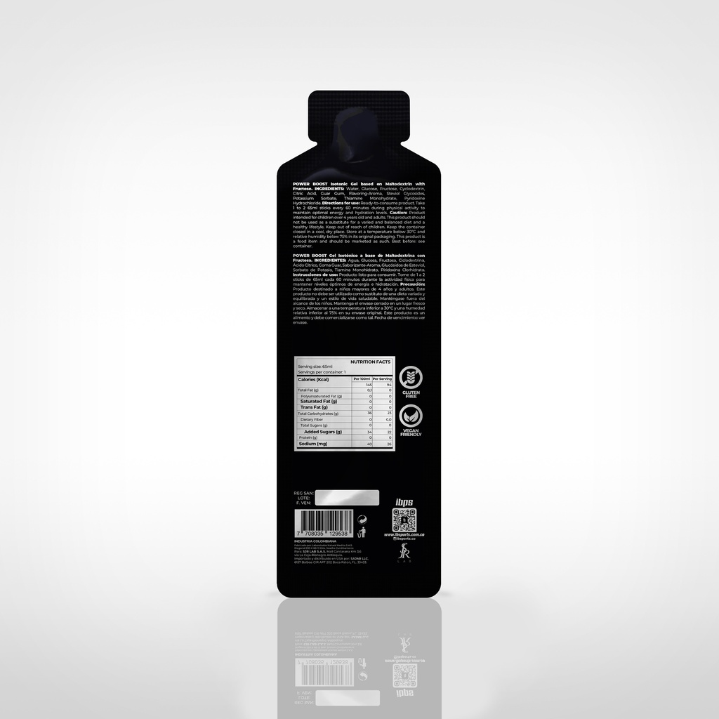POWER BOOST GEL ISOTONICO IBSPORTS x 65 ML SABOR NARANJA