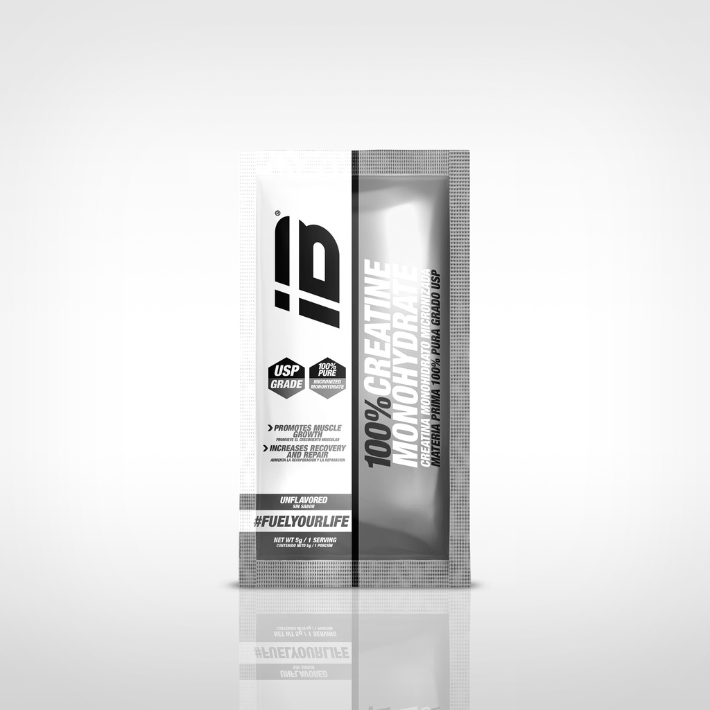 CREATINA MONOHIDRATADA IBSPORTS 100% PURA SACHET x 5 G SIN SABOR